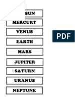 The Sun Mercury Venus Earth