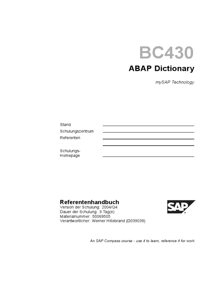 430 De Abap Dictionary Pdf