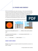 Work power and energy concepts