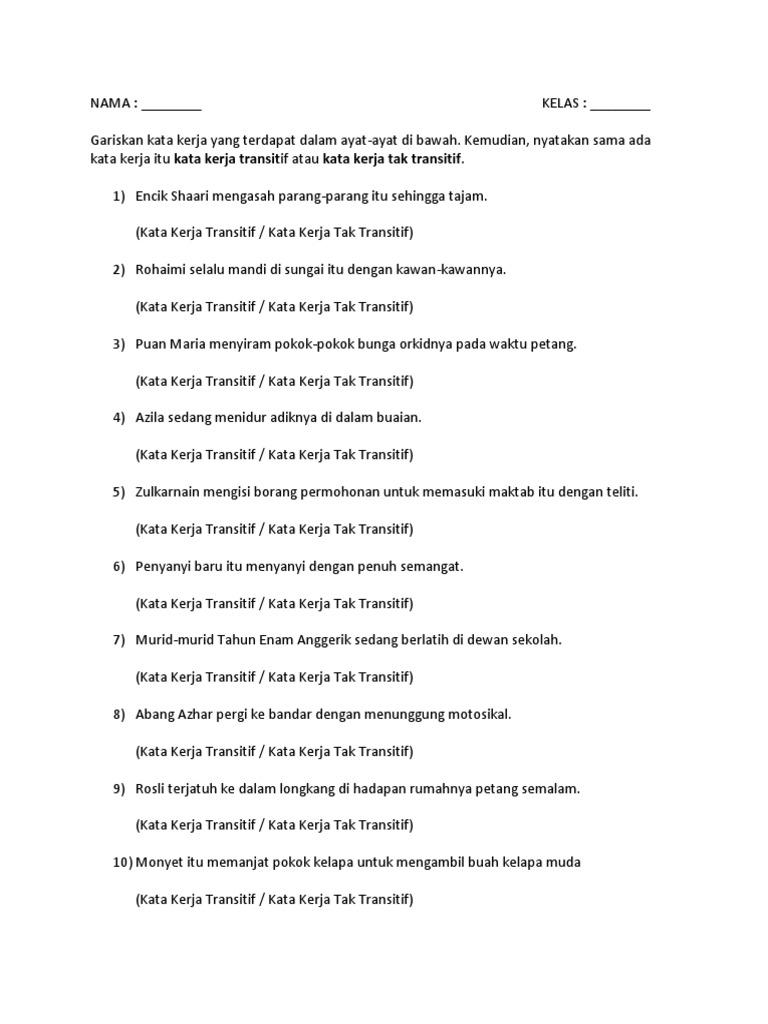 Kata Kerja Transitif Pdf