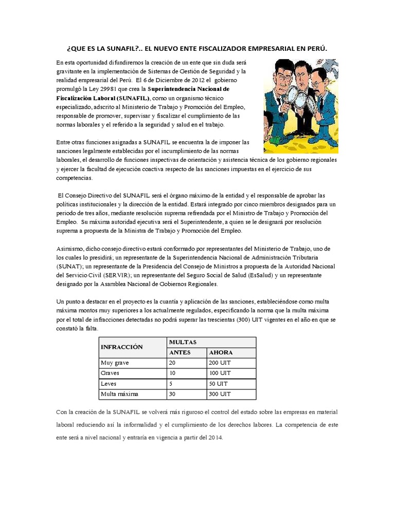 Creación y funciones de SUNAFIL en Perú | PDF | Derecho laboral | Gobierno