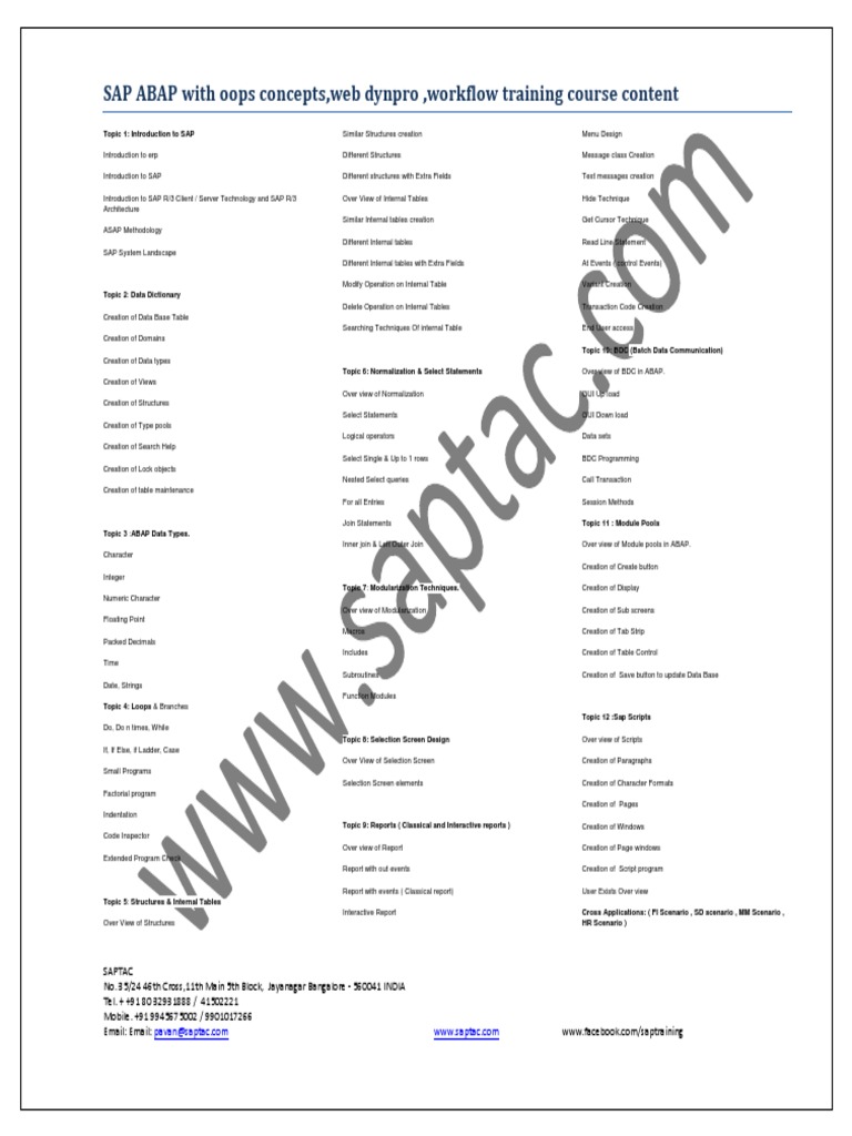 SAP ABAP OOPs & Web Dynpro Training | PDF