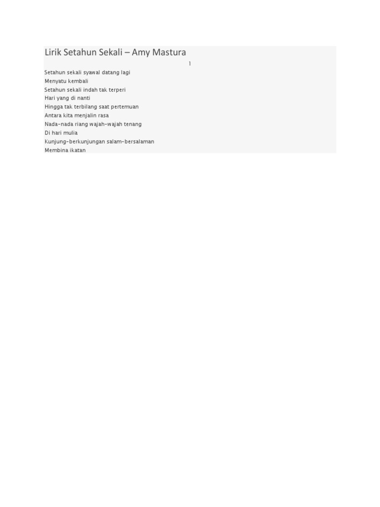 Lirik Setahun Sekali Pdf