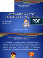 Artículo sobre la articulación entre preescolar y primer grado en la Universidad Simón Rodríguez de Coro