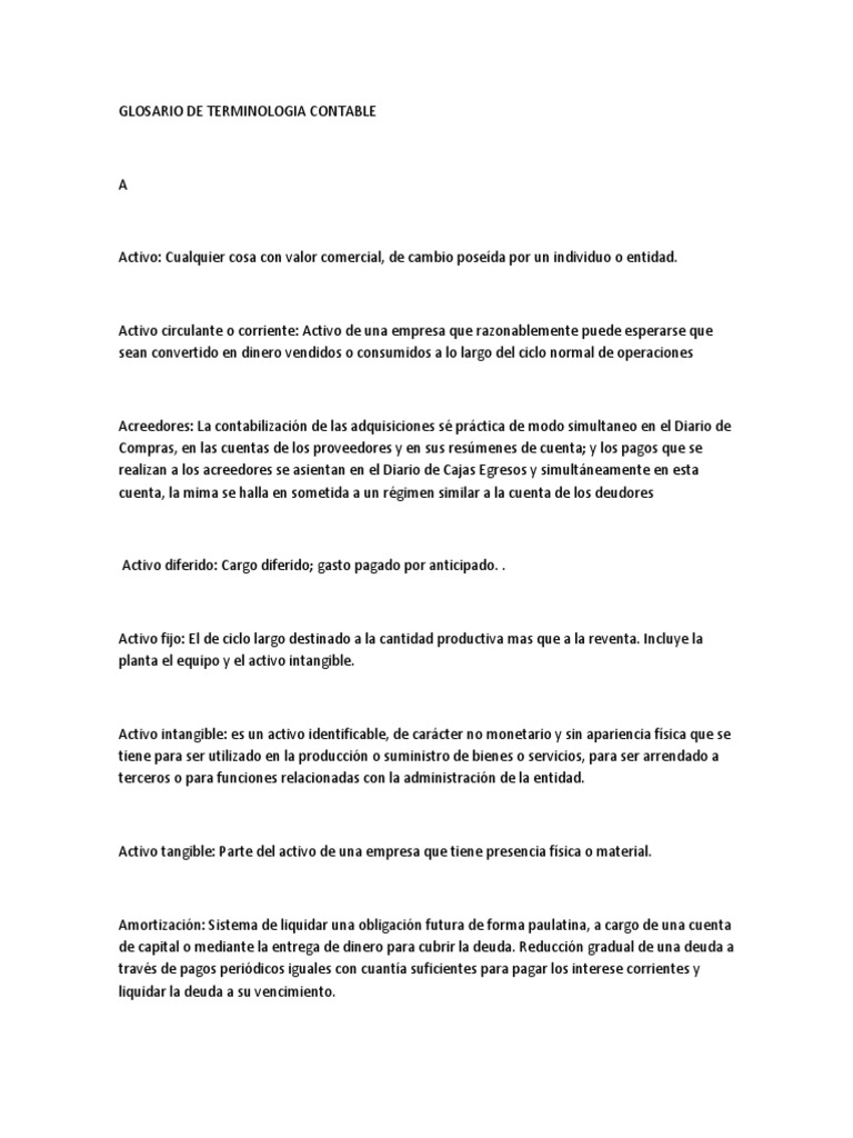 Glosario de Términos Contables | PDF