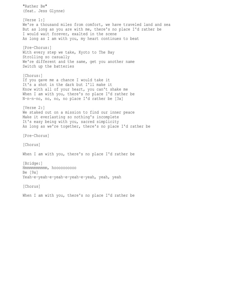 Paroles De Clean Bandit Rather Be
