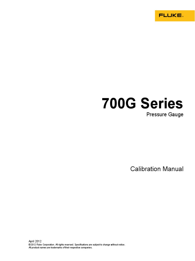 700G Series Pressure Gauge Calibration Manual PDF Calibration