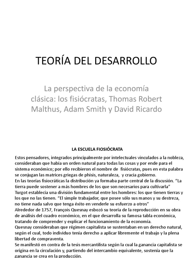 Teoria Del Desarrollo 1 | PDF | La riqueza de las naciones | Capital ...