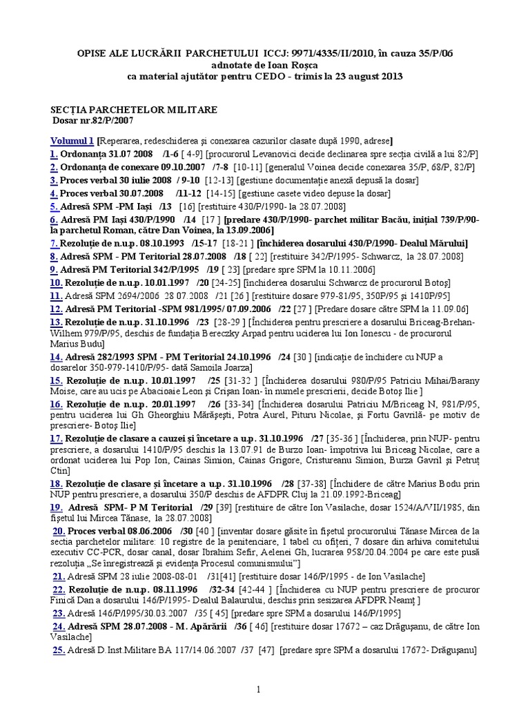 Procesul Comunismului - Dosare de Urmarire Penala | PDF