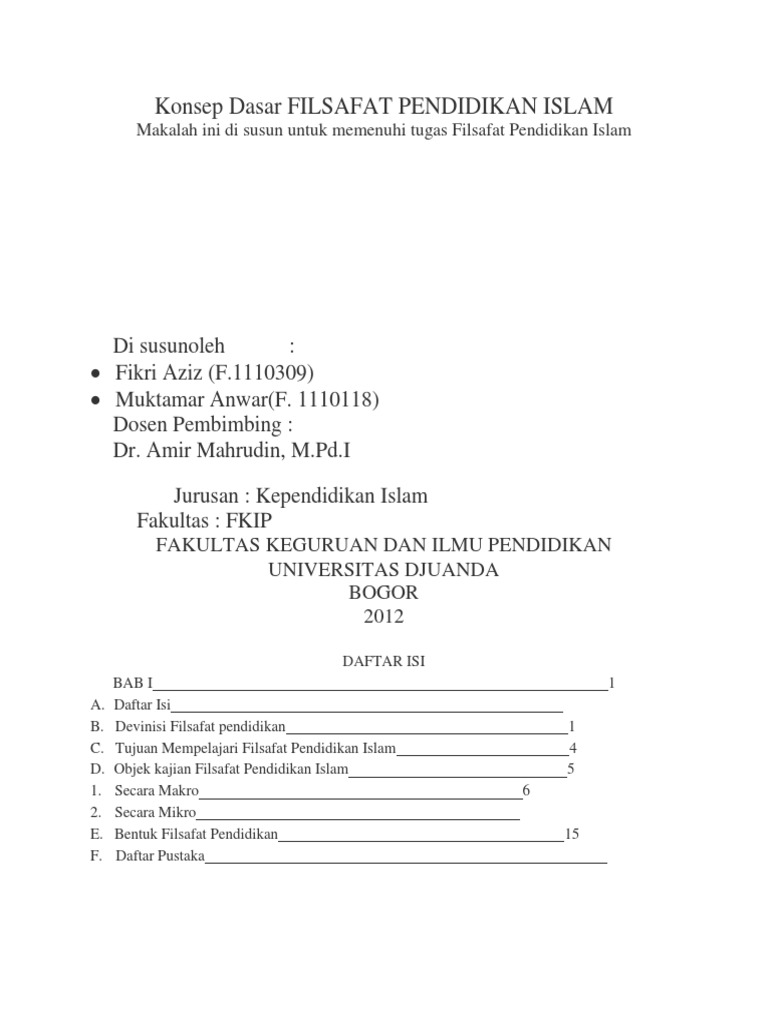 Konsep Dasar Filsafat Pendidikan Islam