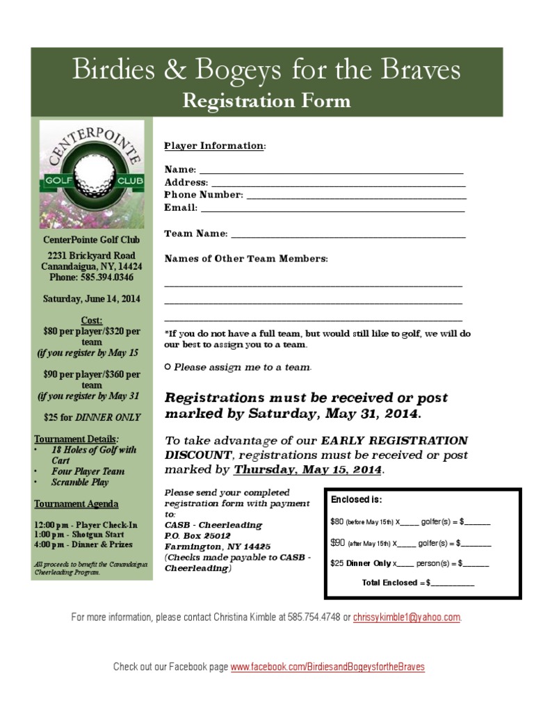 Golf Scramble Registration Form | PDF | Law