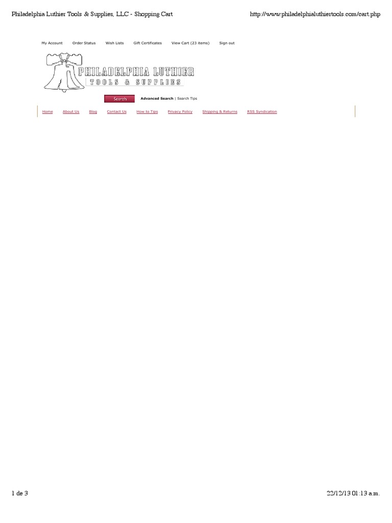Philadelphia Luthier Tools & Supplies, LLC Shopping Cart PDF