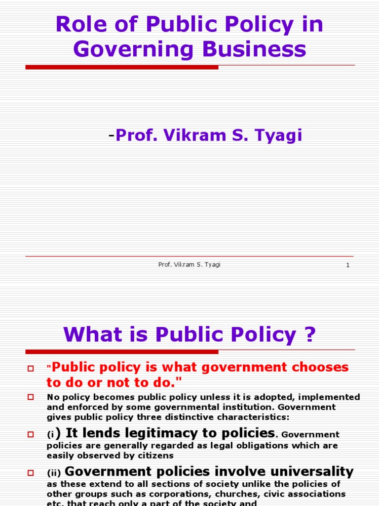 Role of Public Policy in Governance | PDF