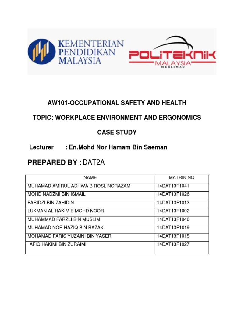 Laporan Osha Occupational Safety And Health Human Factors And Ergonomics