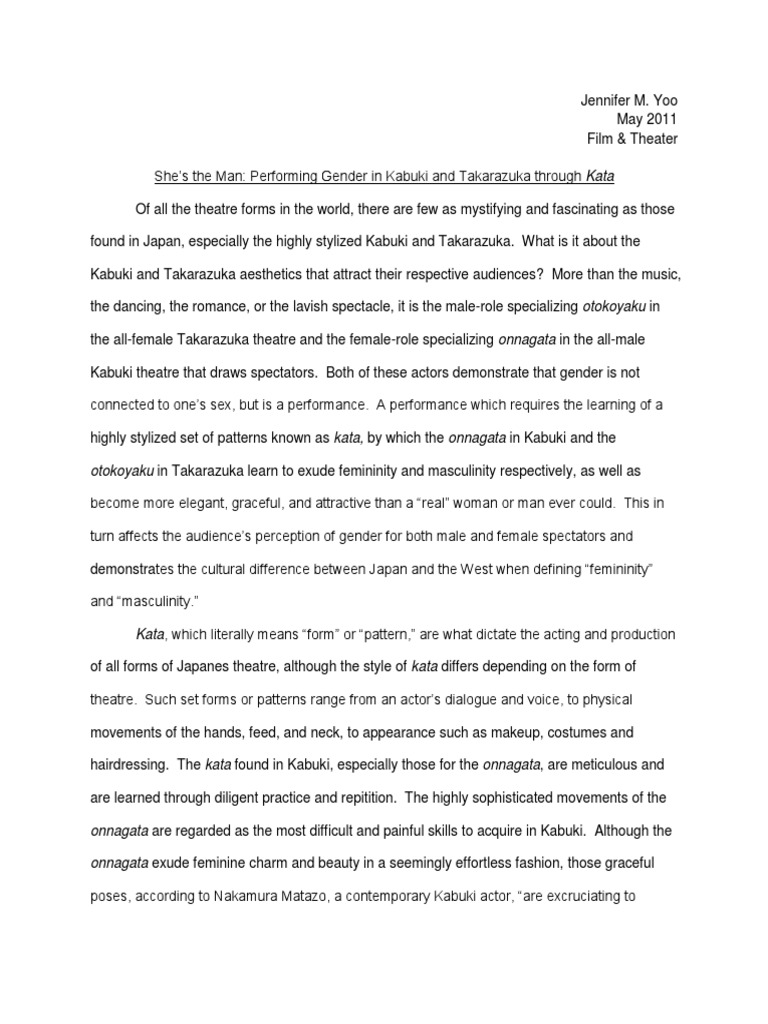 She's The Man Performing Gender in Kabuki and Takarazuka Through Kata PDF Femininity Actor