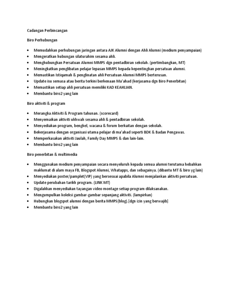 Cadangan Perbincangan Alumni Pdf