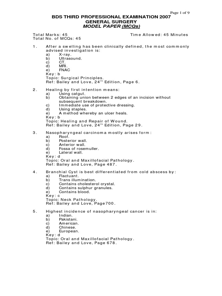 General Surgery Mcq Neck Surgery