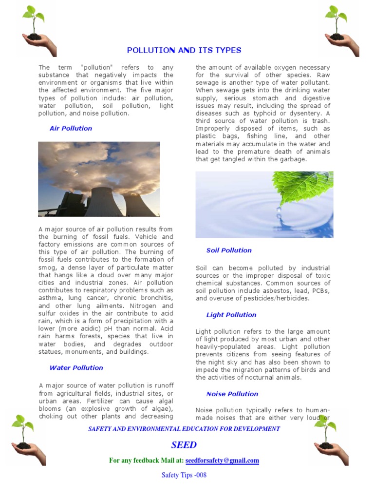 what are the different types of pollution and their causes