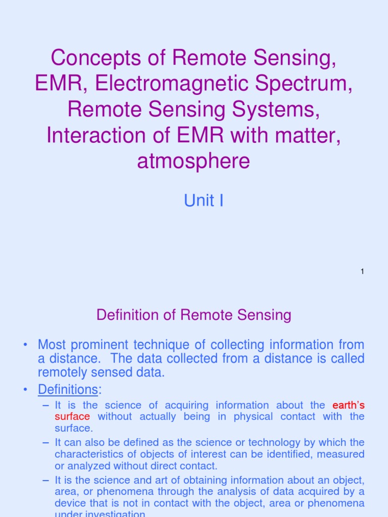 Electromagnetic Spectrum in Remote Sensing | PDF | Electromagnetic ...