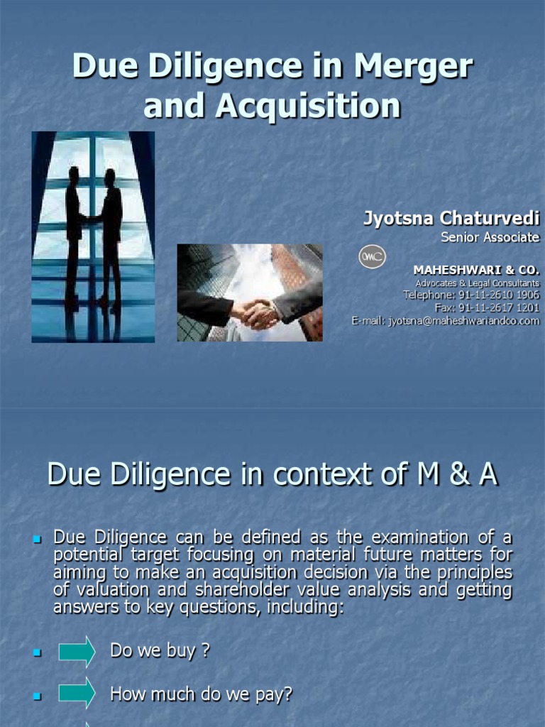 Due Diligence in Merger and Acquisition | Due Diligence ...