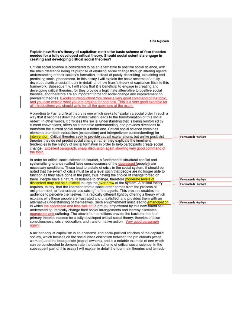 thesis statement about karl marx