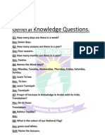 Summer Pack General Knowledge Questions Nursery