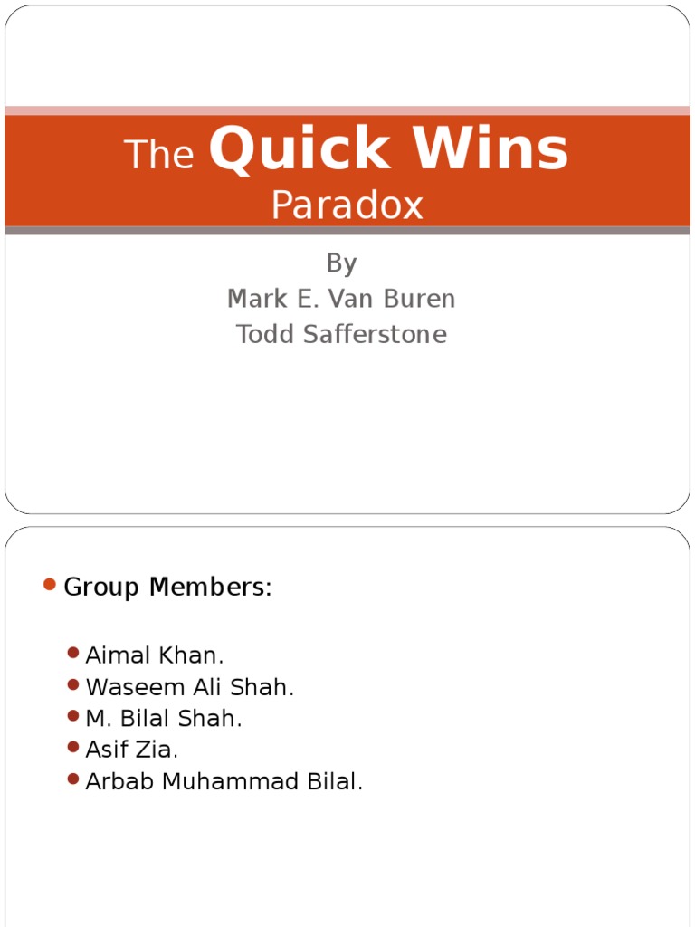 Quick Win Paradox | PDF | Social Psychology | Psychological Concepts
