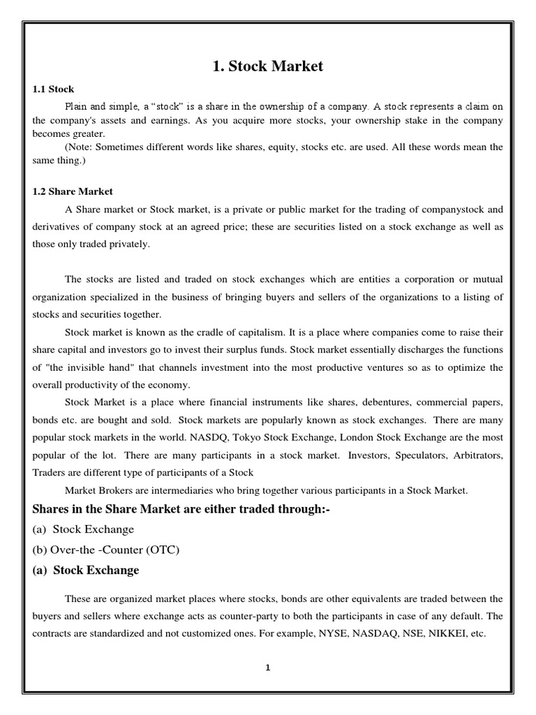 Overview of Stock Market and Exchange | PDF | Stocks | Stock Market