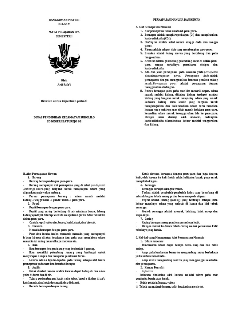 Rangkuman Materi Ipa Sd Kelas V Pdf