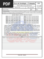 Prova 1 Bim Sociologia Com Gabarito 1001 - 2 Chamada