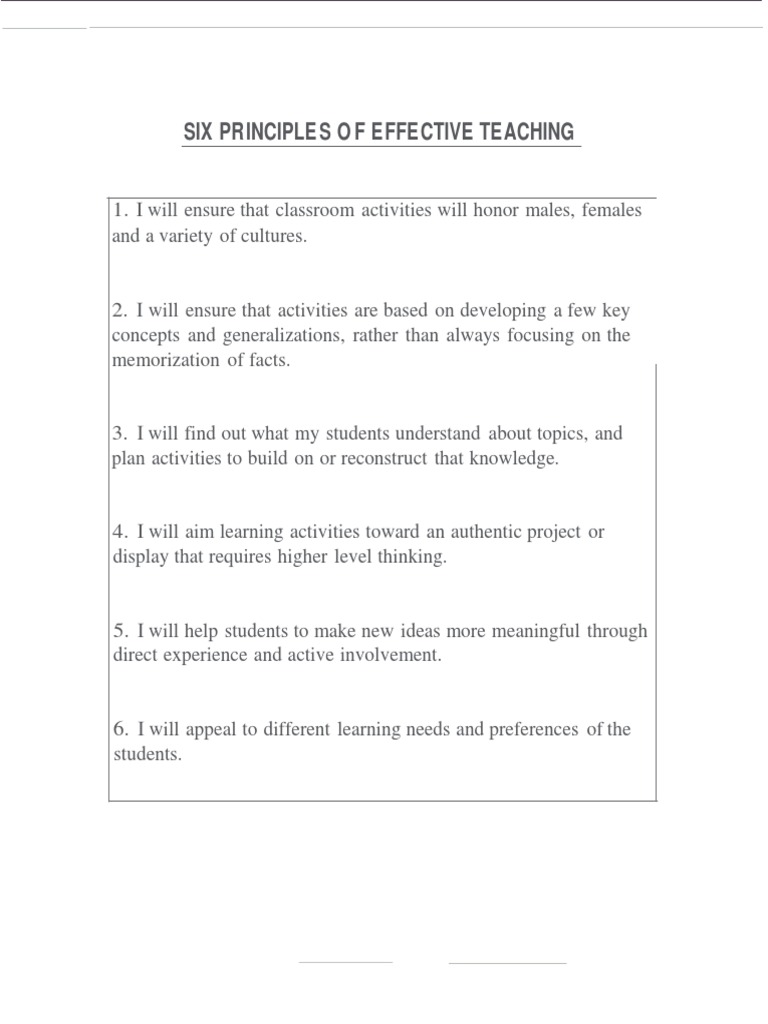 Six Principles of Effective Teaching | PDF | Career & Growth