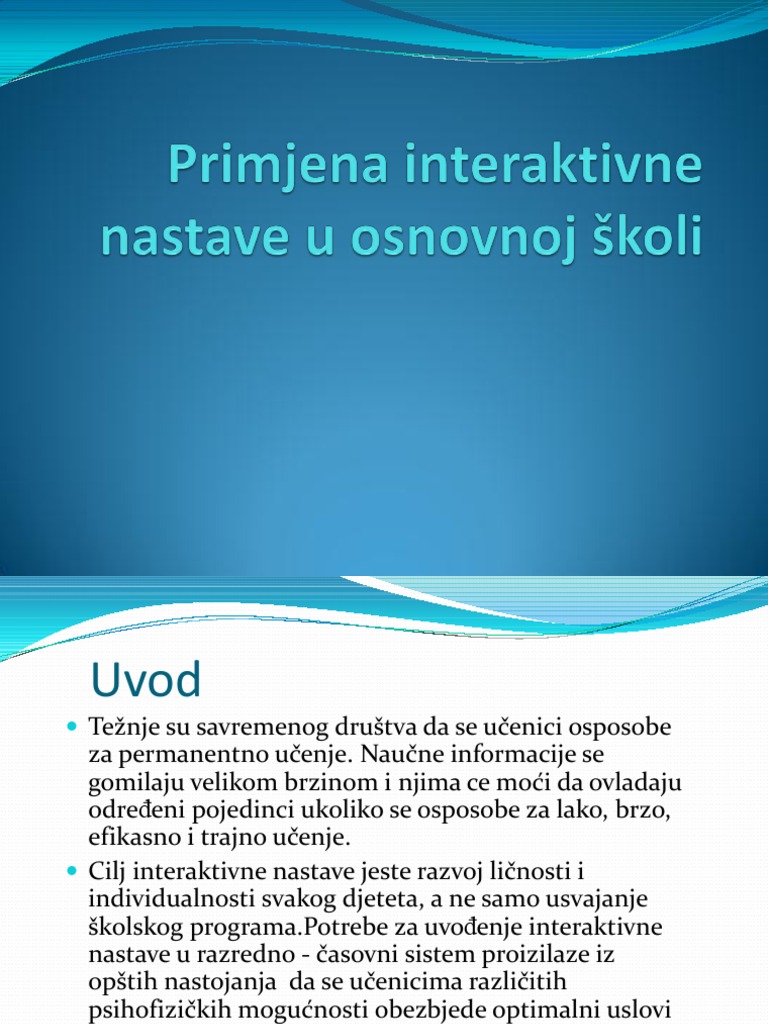 Primjena Interaktivne Nastave U Osnovnoj Školi | PDF