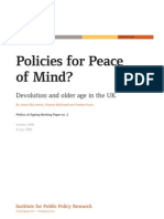 Policies For Peace of Mind? Devolution and Older Age in The UK