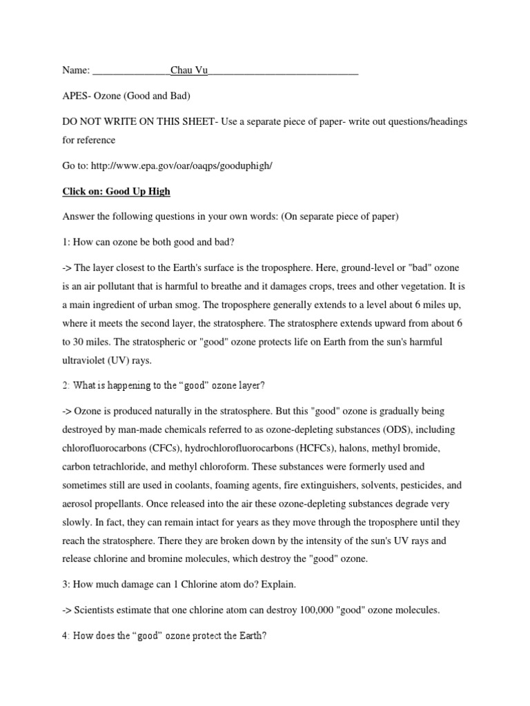 worksheet Smog City Worksheet Answers ozone online assignment depletion chlorofluorocarbon