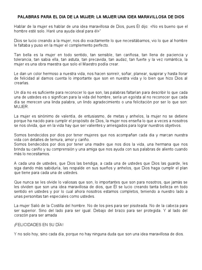 Palabras Para El Dia De La Mujer Science Ciencia Filosofica