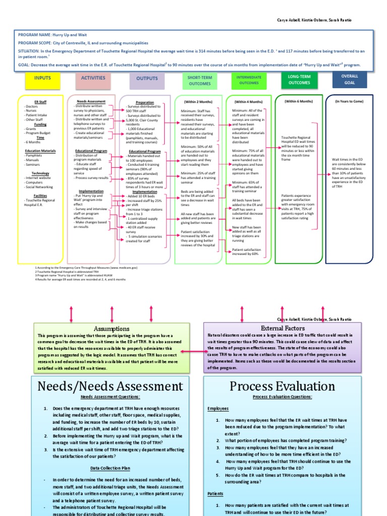 375 - Logic Model | PDF | Emergency Department | Needs Assessment