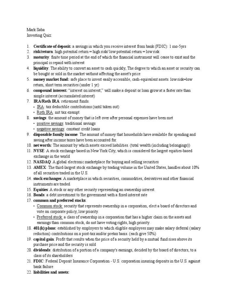 Beginner investing quiz picture