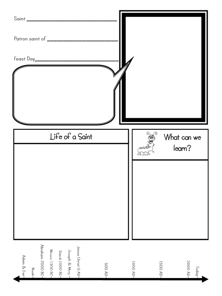 Study Guide Worksheet for Saint Stories