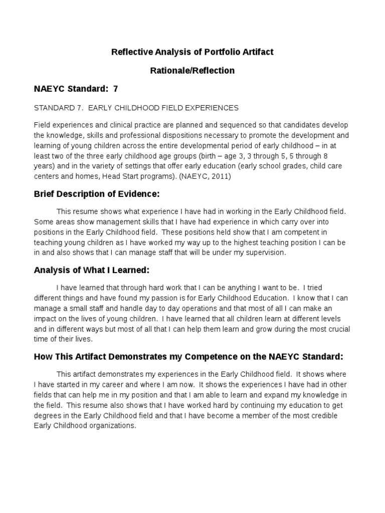 Early Childhood Education Portfolio Analysis | PDF