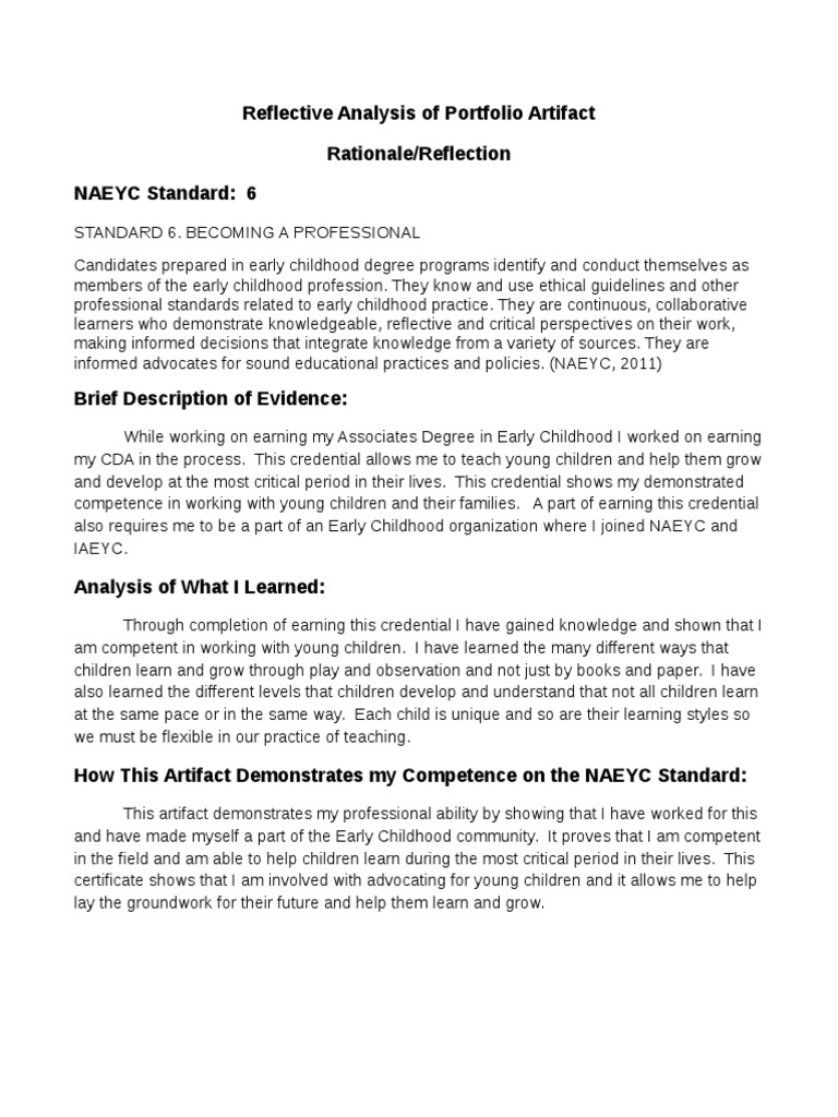 Rationale Reflection Standard 6 | PDF | Career & Growth