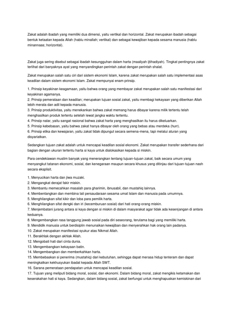 Zakat Adalah Ibadah Yang Memiliki Dua Dimensi