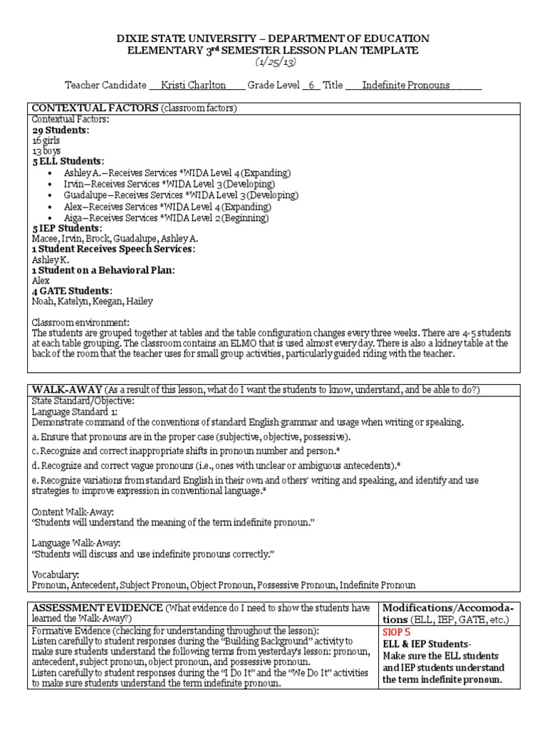 Lesson 4 Indefinite Pronouns Pronoun Grammatical Number