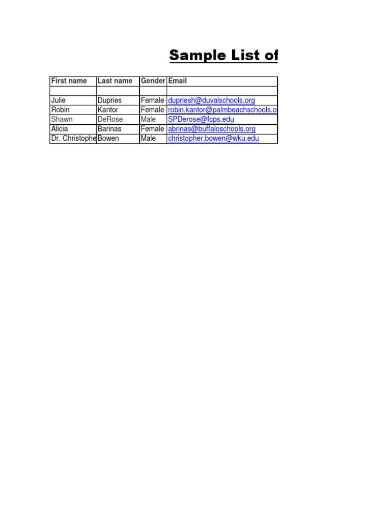 Assistant Principal Contact List | PDF