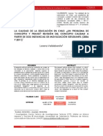 2011. Valdebenito. La calidad de la educación en Chile. Un problema de concepto y praxis. Revisión del concepto de calidad