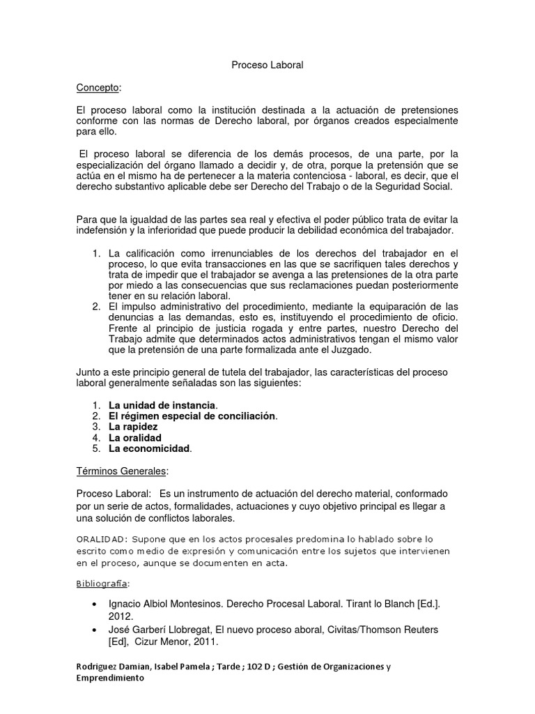 Proceso Laboral: Conceptos y Características | PDF | Finanzas y dinero ...