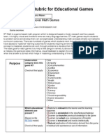 Evaluation Rubric For Educational Games Laura St-Math