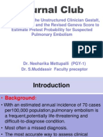 Unstructured Clinical Gestalt Vs Clinical Scores in Pulmonary Embolism