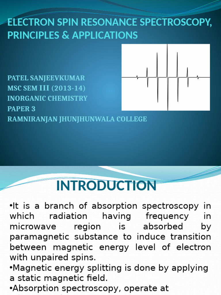 Electron Spin Resonance Spectros | PDF | Electron Paramagnetic ...