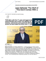Martin Scorsese Defends 'the Wolf of Wall Street'