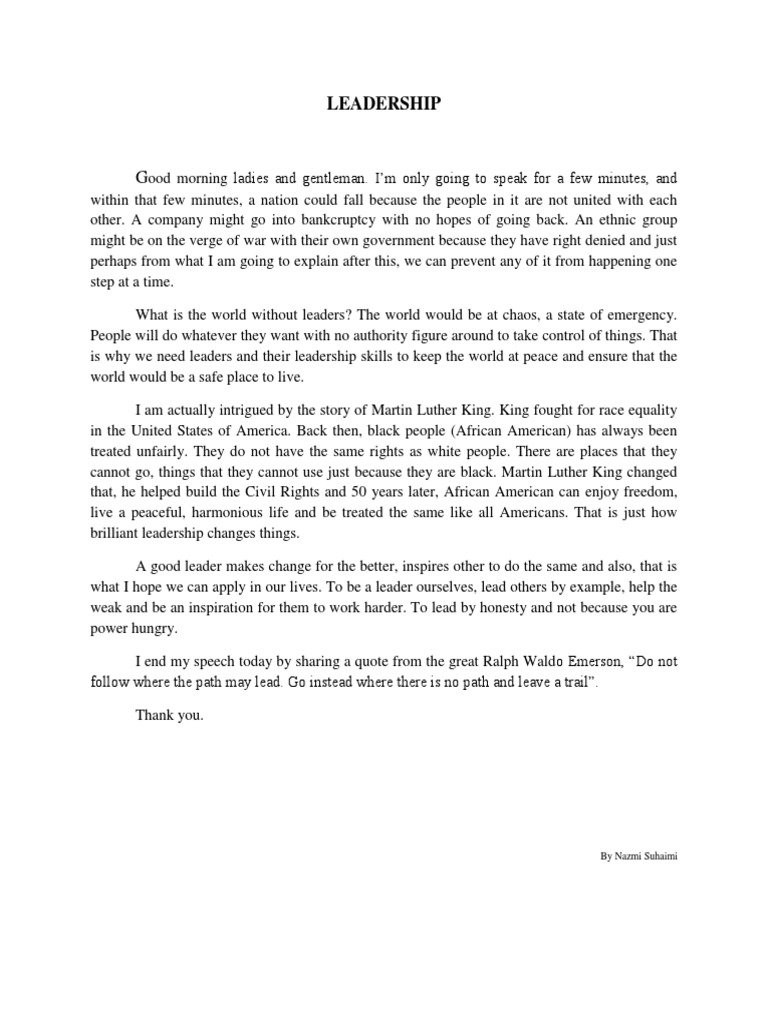 English Speech Leadership Pdf